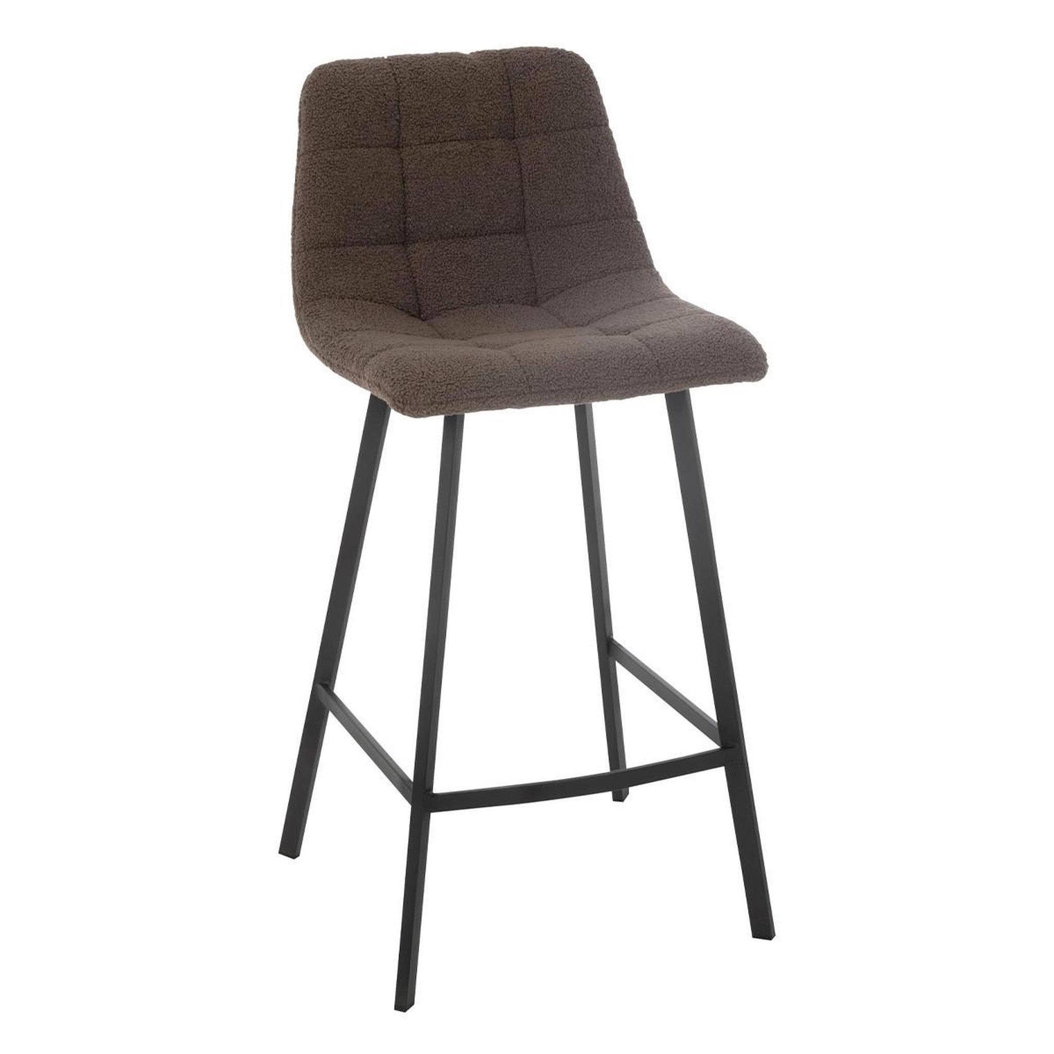 J-LINE Chaise de bar matelassée bouclette  kent  95cm marron