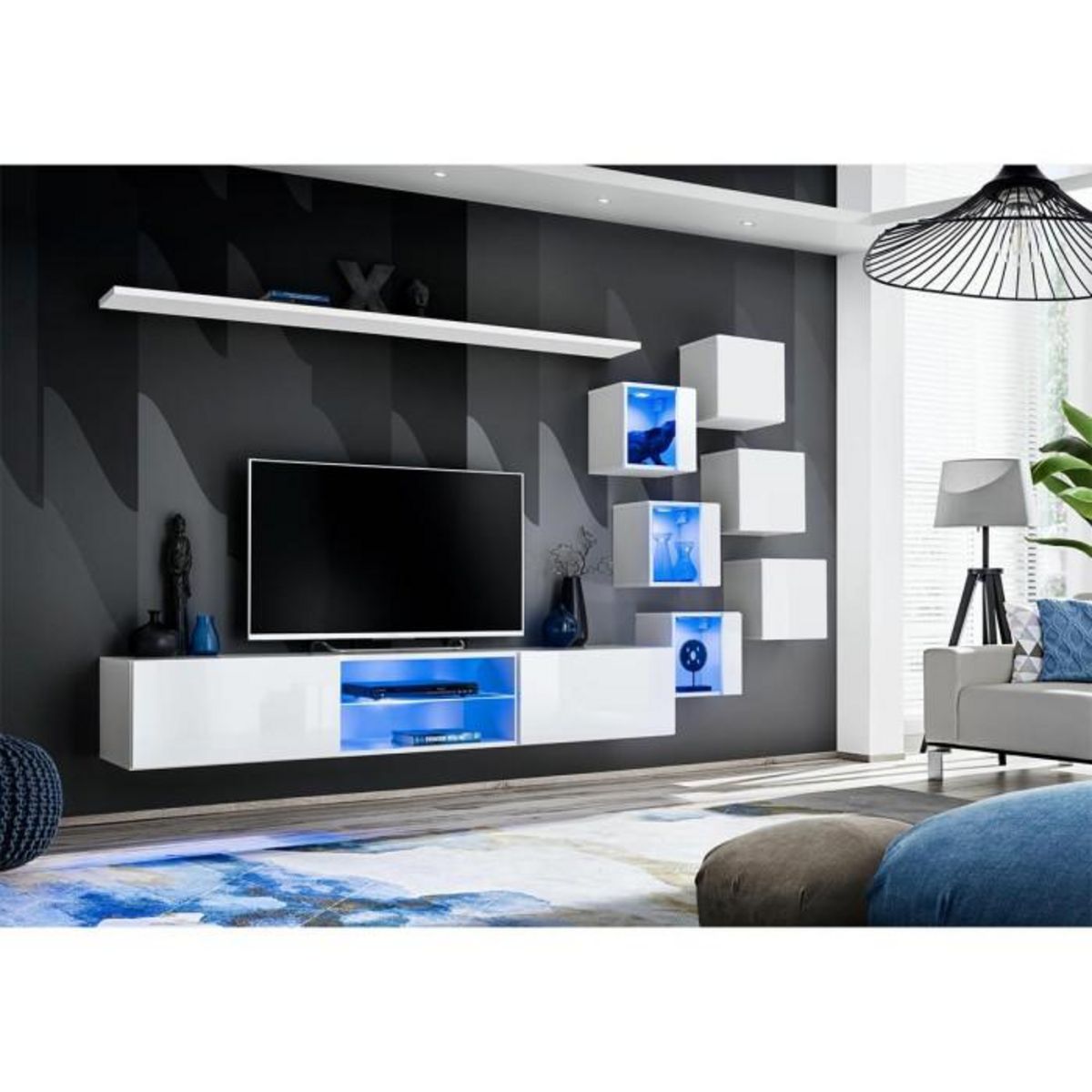 Paris Prix Ensemble Meuble TV Design  Switch XXI  260cm Blanc