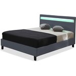 Habitat et Jardin Lit  avec LED  Maria  - 140 x 190 cm - Gris