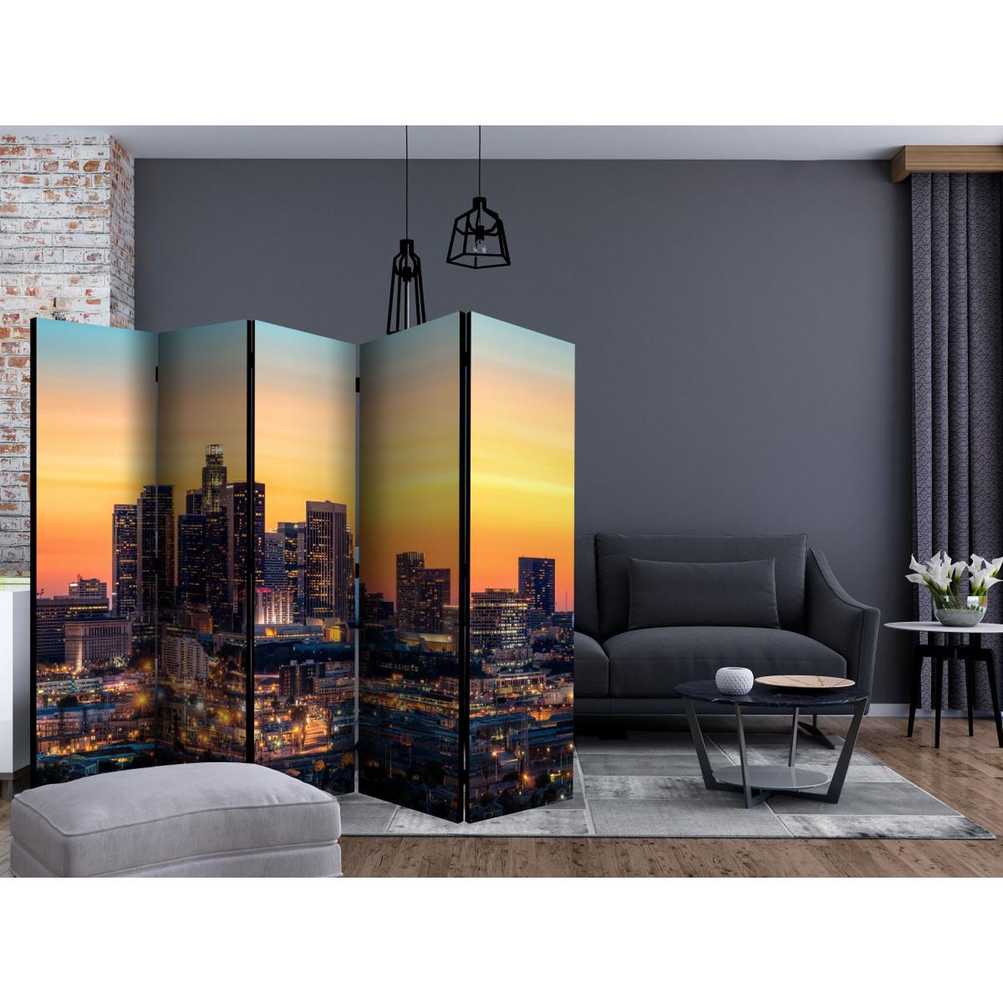Voir la diapositive 2 : Paris Prix Paravent 5 volets  californian evening  172x225cm