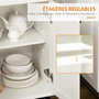 Voir la diapositive 6 : HOMCOM Desserte de cuisine - placard porte avec étagère réglable, tiroir, porte-torchon - blanc bois d'hévéa