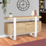 Voir la diapositive 2 : ID MARKET Buffet 140 cm PHOENIX 4 portes bois et blanc