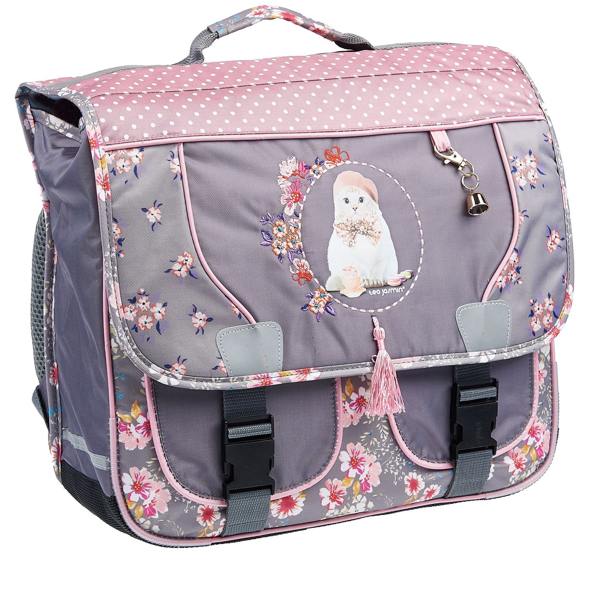 Voir la diapositive 1 : TEO JASMIN Cartable 38 cm gris JASMINE TEATIME