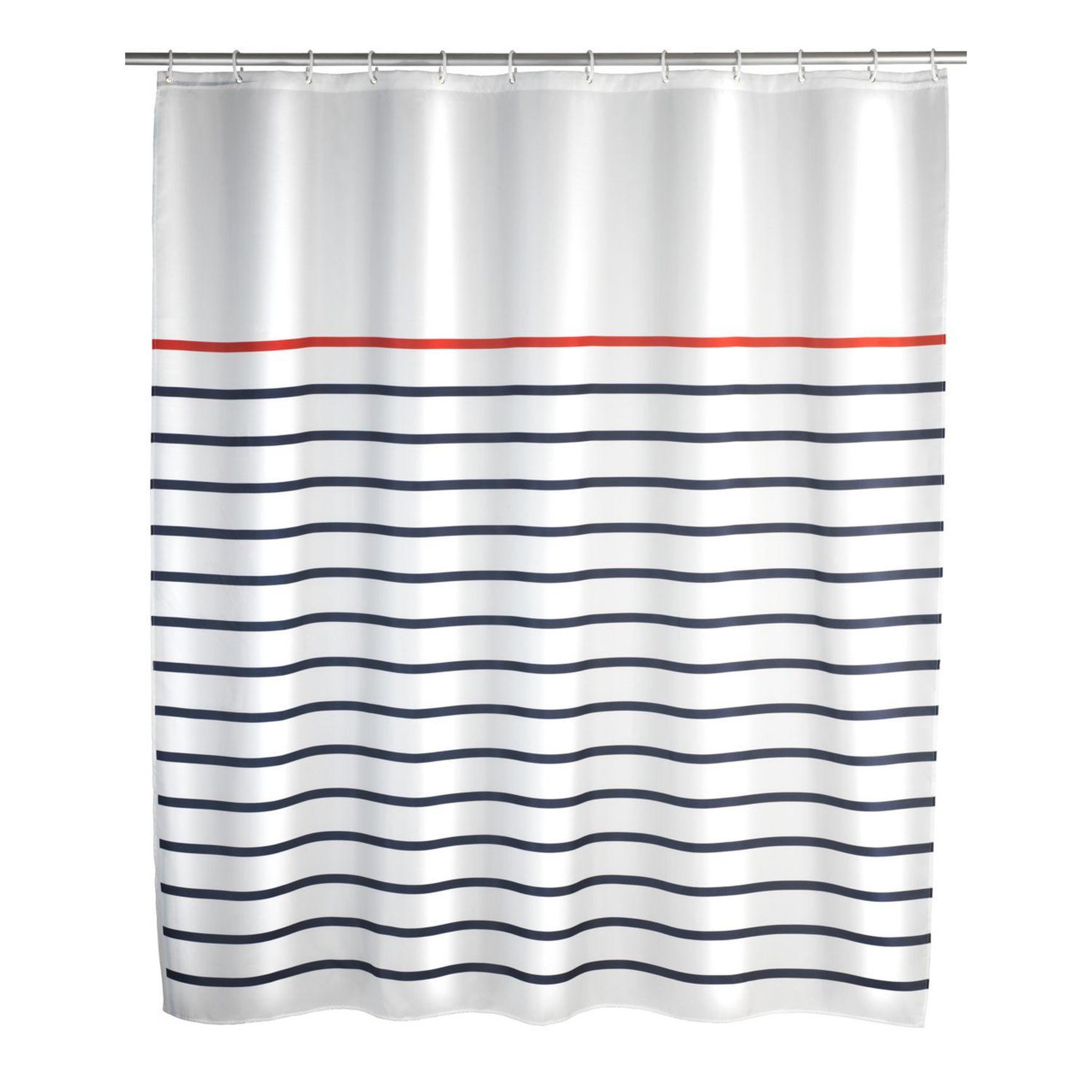 Wenko Rideau de douche marine - polyester - 180 x 200 cm - blanc