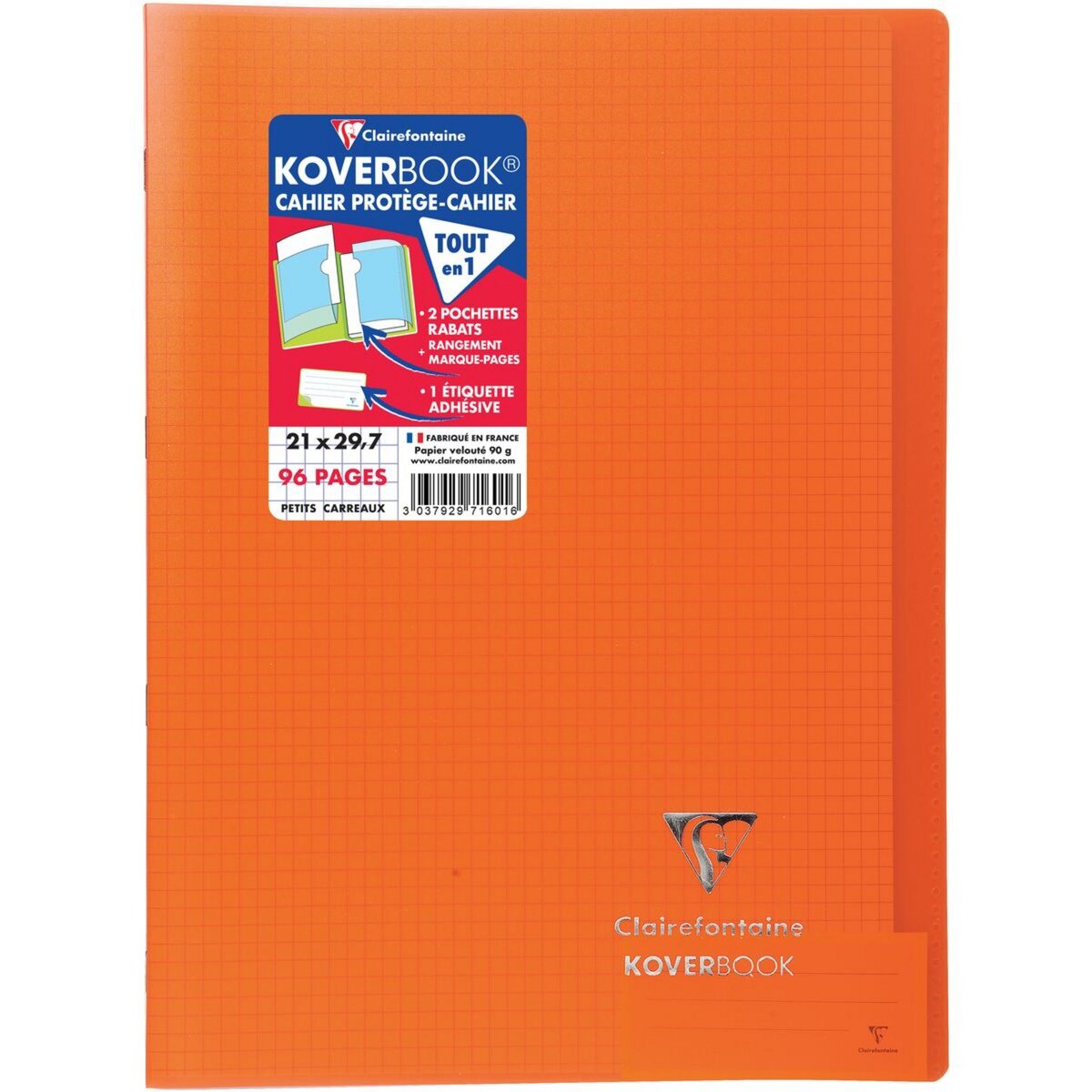 Clairefontaine cahier koverbook avec rabats petits carreaux 21x29