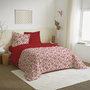 Voir la diapositive 1 : COTON PUR Parure de draps 4 pièces pour lit 140 x 190 cm Bérengère rouge
