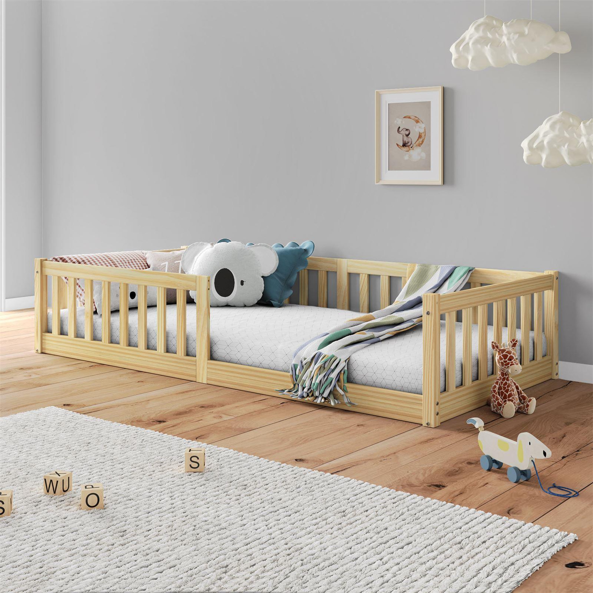 Voir la diapositive 2 : IDIMEX Lit enfant GUSTAVO type Montessori, couchage 90x190 cm, en pin massif