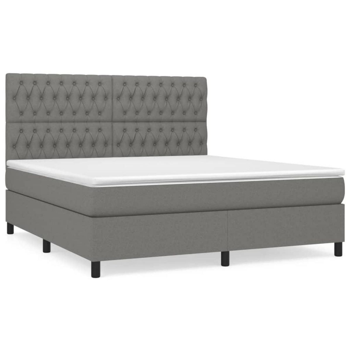 VIDAXL Sommier a lattes de lit avec matelas Gris fonce 180x200cm Tissu