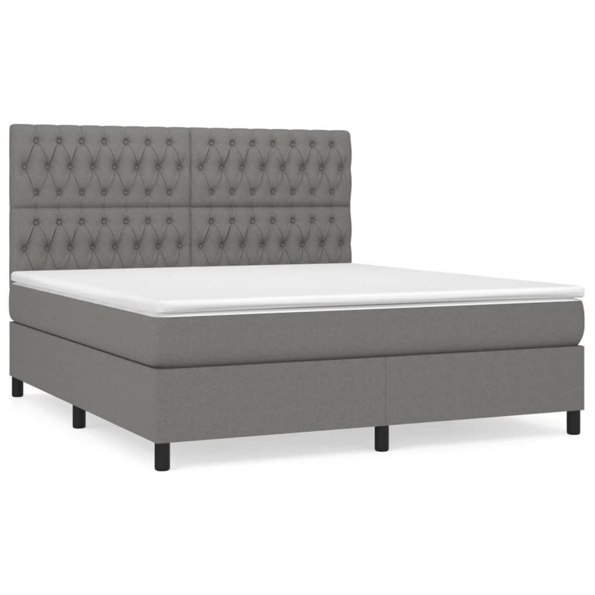 VIDAXL Sommier a lattes de lit avec matelas Gris fonce 180x200cm Tissu