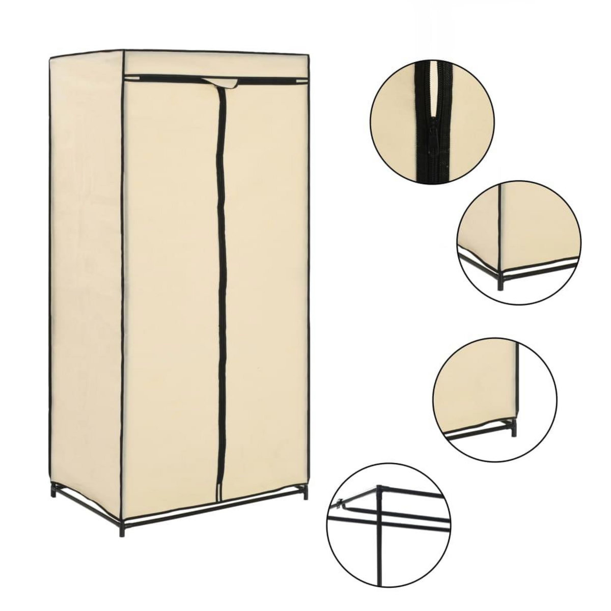 VIDAXL Garde-robe Creme 75x50x160 cm