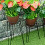 OUTSUNNY Supports de pots de fleurs design en épingle - supports à plantes - métal époxy noir