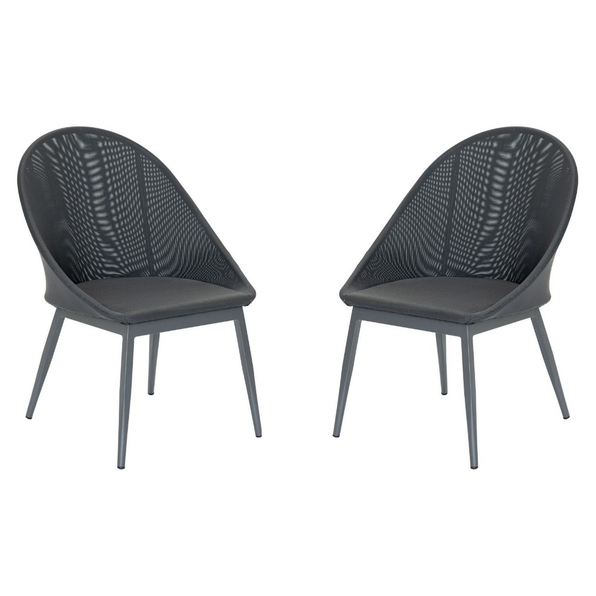 JARDILINE Lot de 2 fauteuils de jardin - Aluminium/Textilène - Anthracite - FUERTE VENTURA