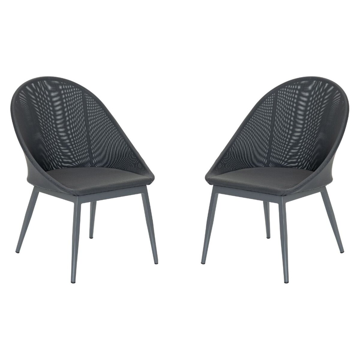 JARDILINE Lot de 2 fauteuils de jardin - Aluminium/Textilène - Anthracite - FUERTE VENTURA