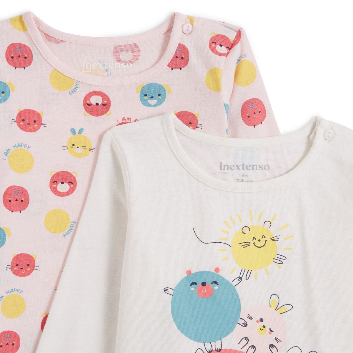 INEXTENSO Lot de 2 t-shirt manches longues bébé fille