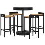 Voir la diapositive 3 : VIDAXL Ensemble de bar jardin 5 pcs noir poly rotin/bois massif acacia