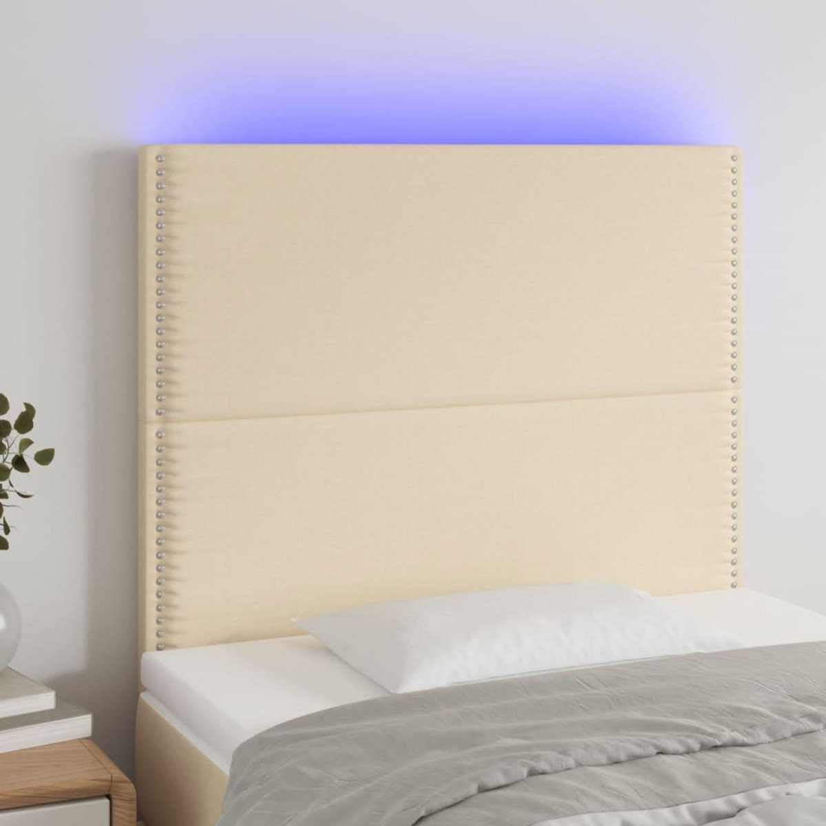 VIDAXL Tete de lit a LED Creme 90x5x118/128 cm Tissu