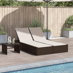 VIDAXL Chaise longue double avec coussins marron resine tressee