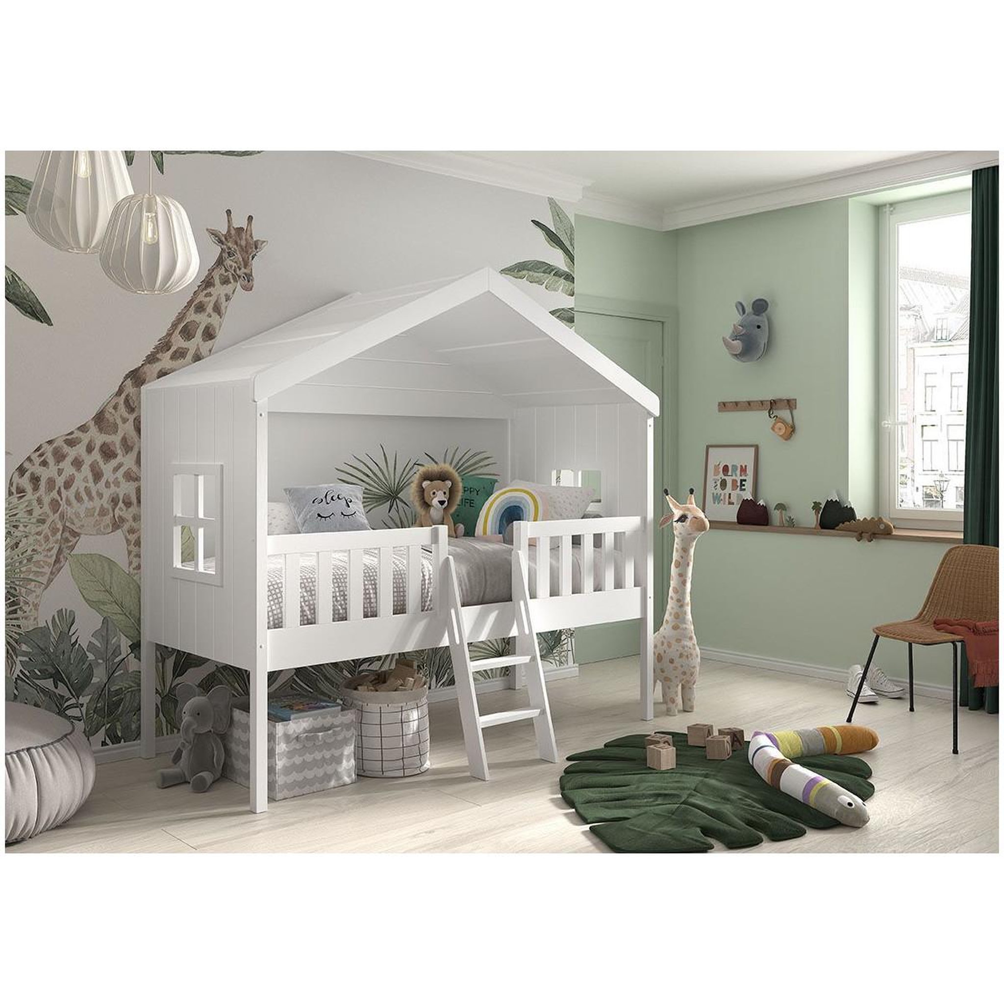 Voir la diapositive 3 : Paris Prix Lit Cabane Enfant  Housebed  90x200cm Blanc