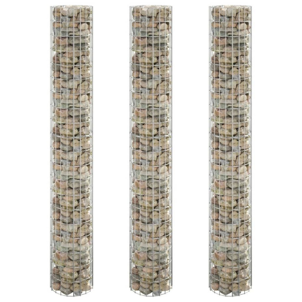 VIDAXL Lit sureleve a gabion circulaire 3pcs Acier galvanise Ø30x200cm