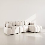 LISA DESIGN Ruby - canapé modulable d'angle droit 4 places en velours texturé. Coloris disponibles : Gris, Orange, Bleu, Beige, Noir