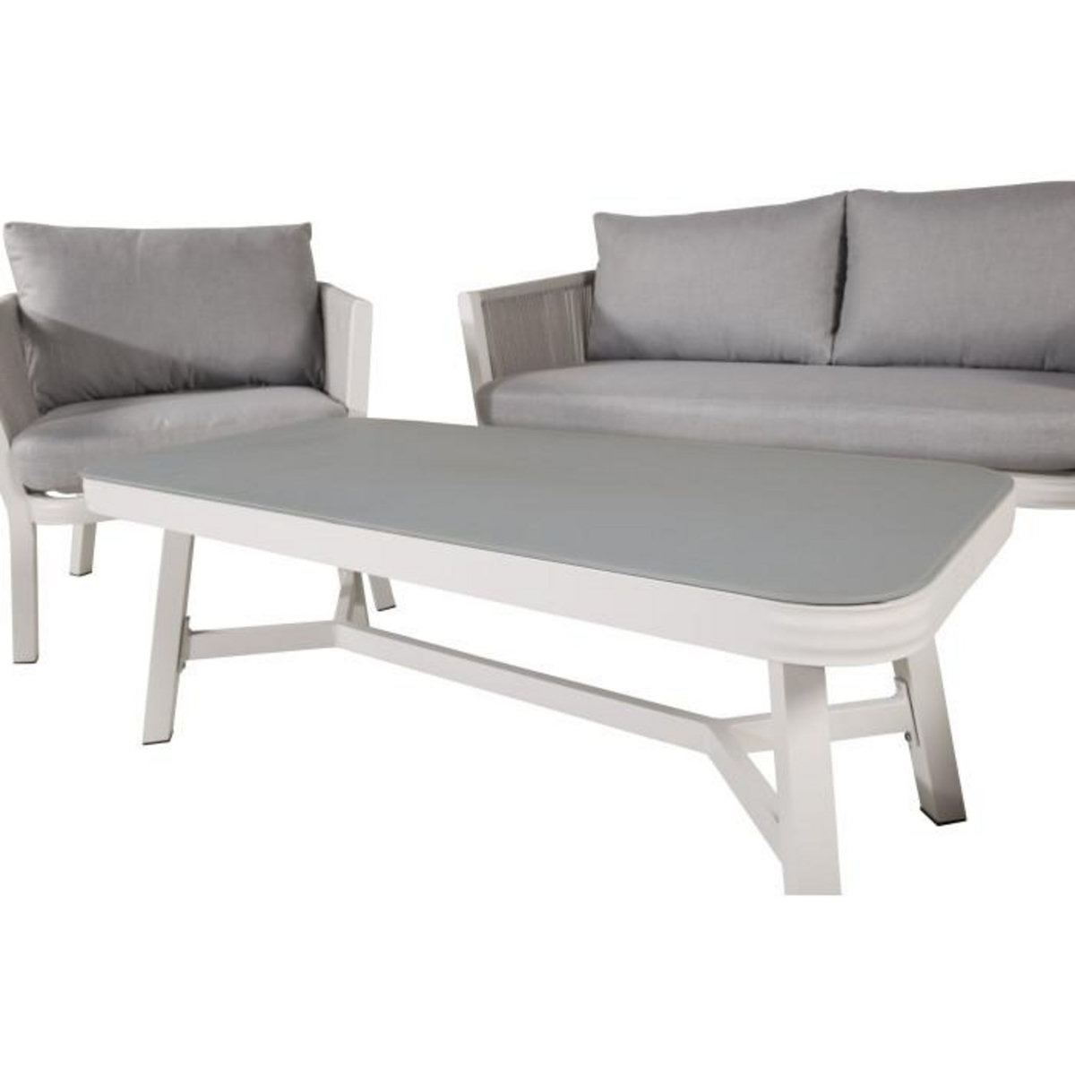 Paris Prix Salon de Jardin  Virya  150cm Blanc & Gris