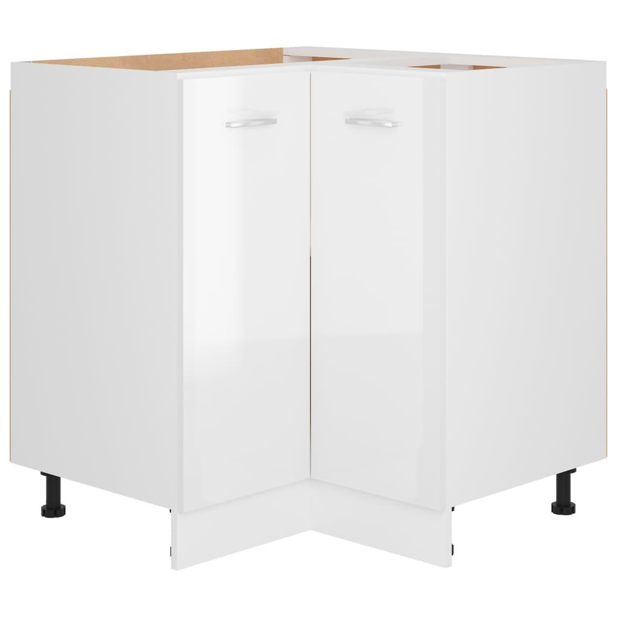 Voir la diapositive 2 : VIDAXL Armoire de plancher d'angle blanc brillant 75,5x75,5x81,5 cm