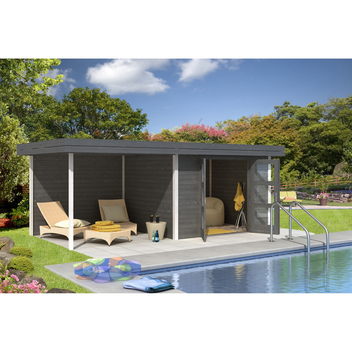 Habrita Abri de jardin bois - Toit plat - CHATEL 5