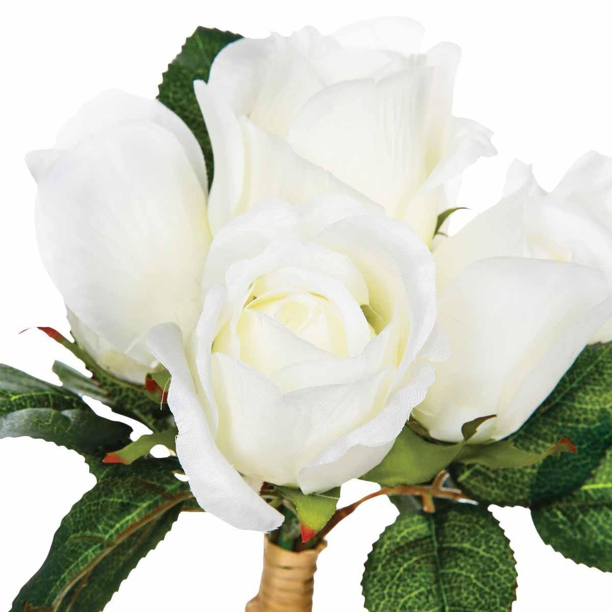 Voir la diapositive 2 : ATMOSPHERA Bouquet de fleurs  7 roses  31cm blanc