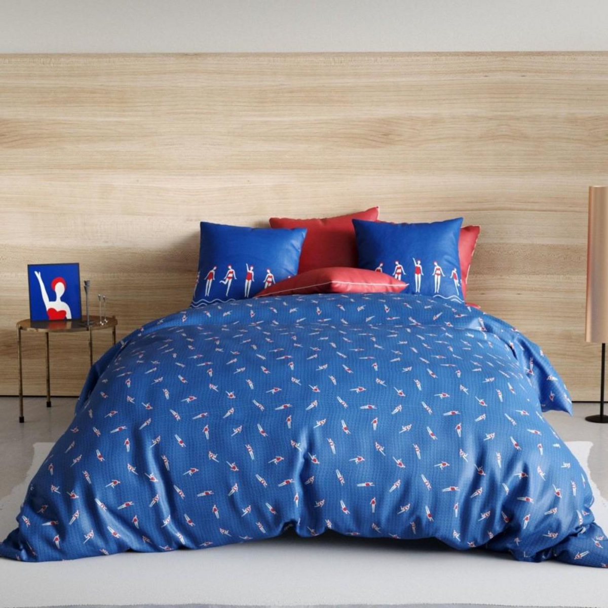 ATELIER DU COTON Housse de couette 240x220 BAIGNEUSES + 2 taies coton 57 fils