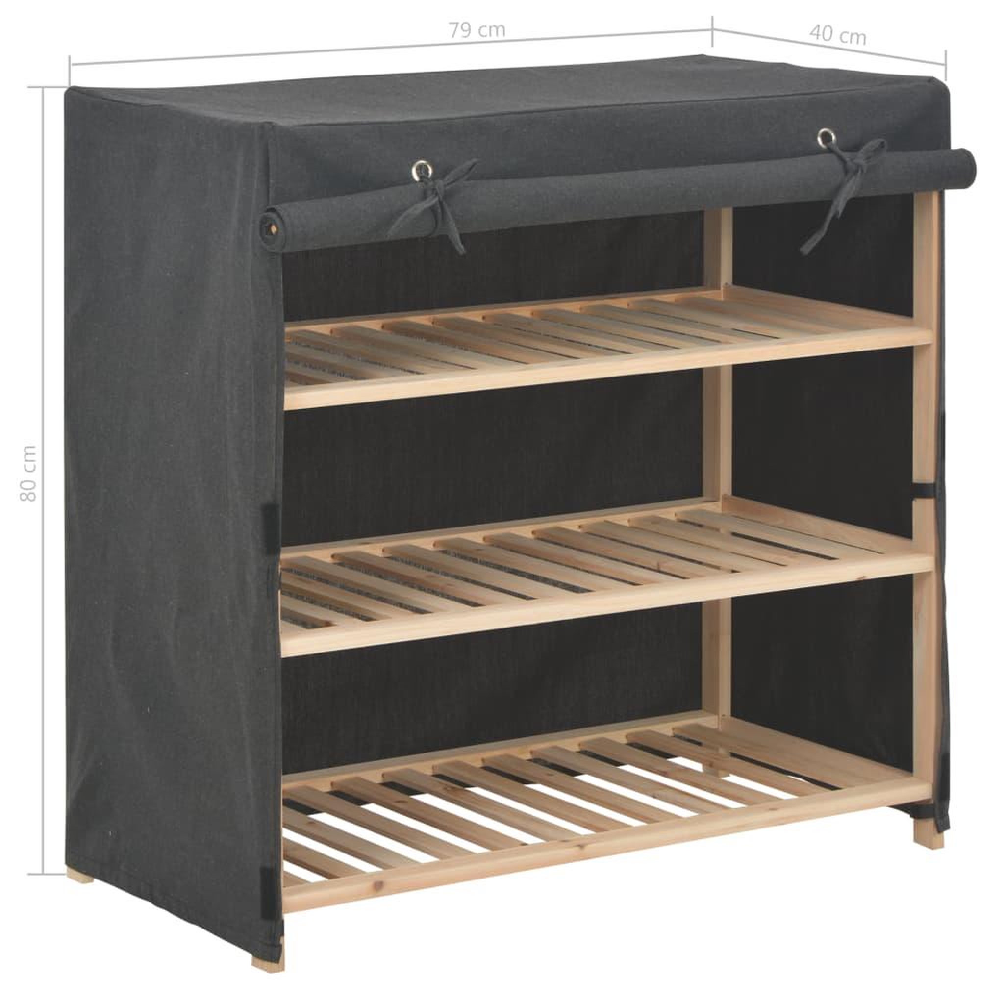 Voir la diapositive 6 : VIDAXL Armoire a chaussures avec housse Gris 79x40x80 cm  Tissu