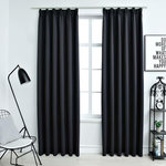 VIDAXL Rideaux occultants avec crochets 2 pcs Noir 140x245 cm