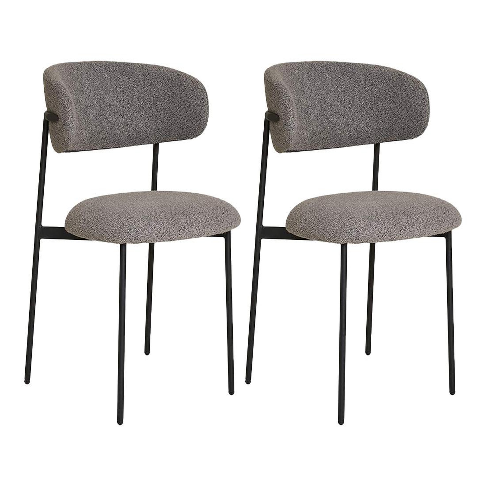 Voir la diapositive 2 : BEST MOBILIER Erica - lot de 2 chaises en tissu bouclette - pieds en acier