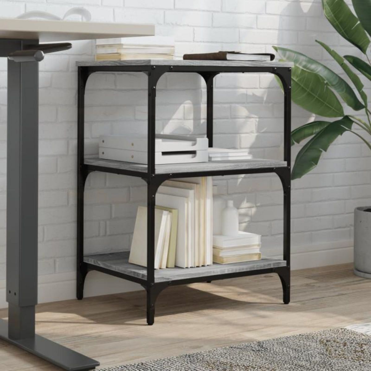 VIDAXL Support d imprimante 3 niveaux sonoma gris 50x41x75 cm