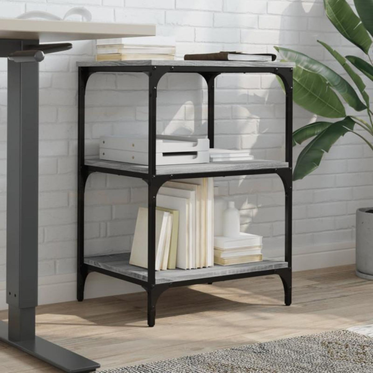 VIDAXL Support d imprimante 3 niveaux sonoma gris 50x41x75 cm