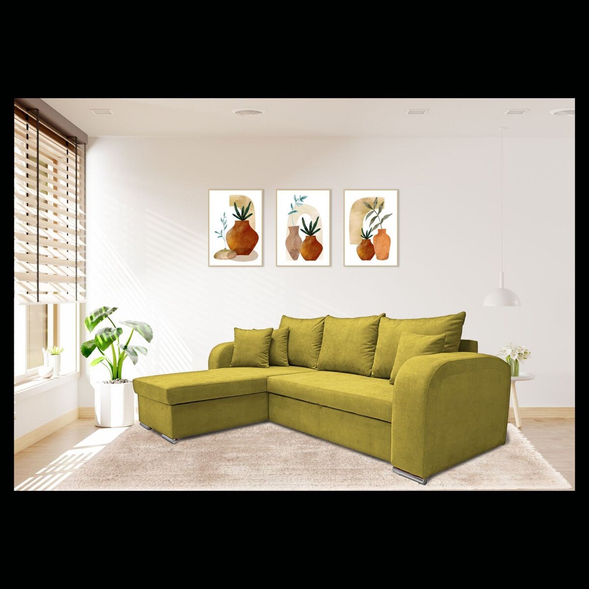 Canapé d'angle convertible réversible 5 places tissu BOB