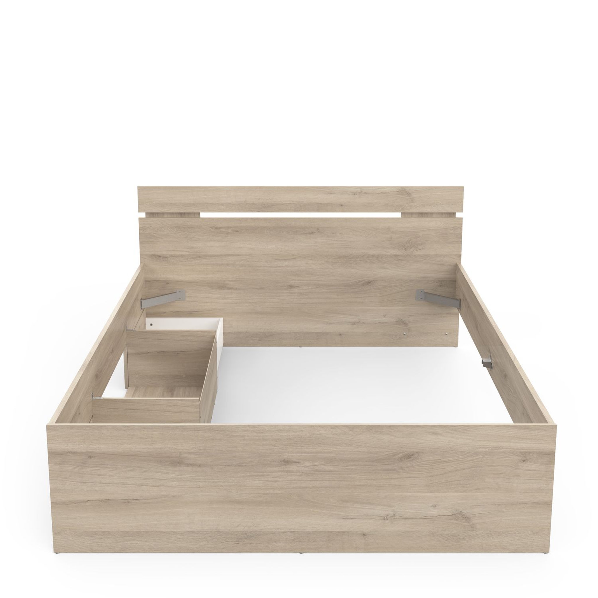 Voir la diapositive 2 : Lit  140x200cm 2 tiroirs 1 niche de rangement GANDY