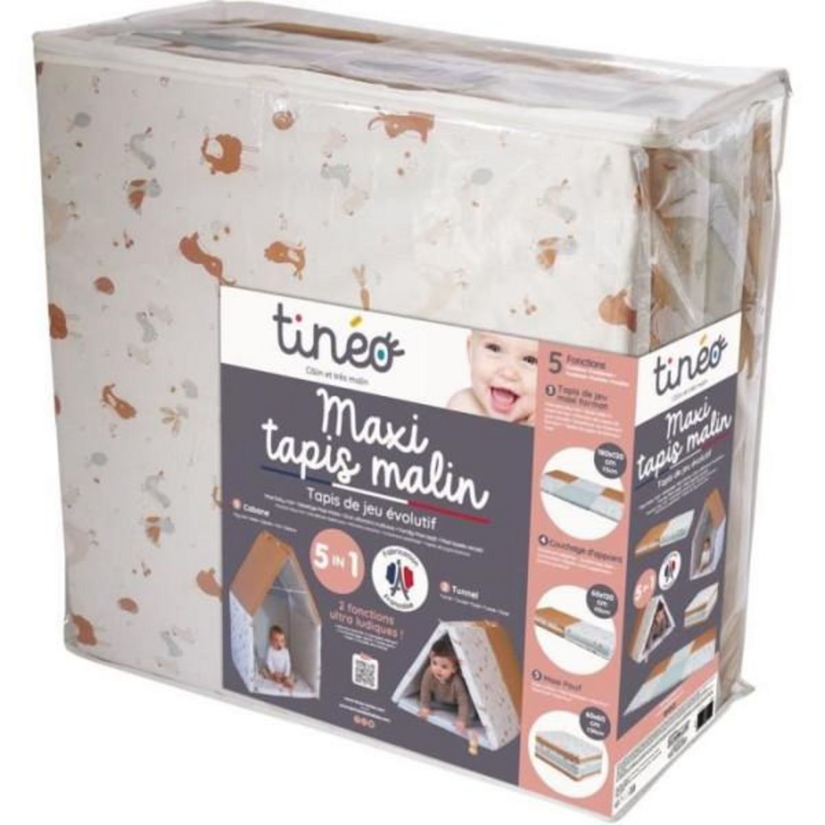 TINEO Maxi Tapis d'éveil Malin TINEO LITTLE FARMER 5en1 - Tapis évolutif multifonction - 120x180x5 cm