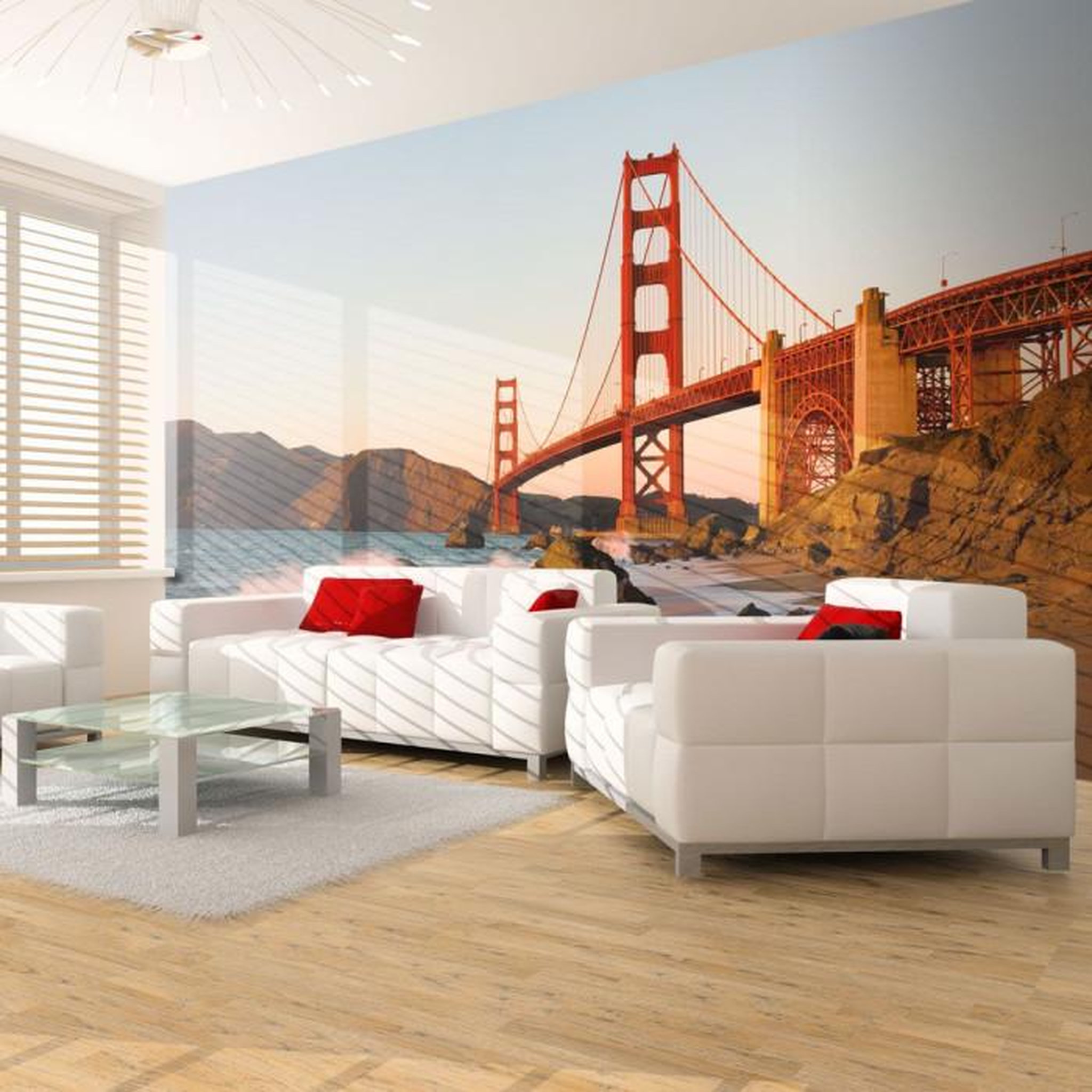 Paris Prix Papier Peint  Pont du Golden Gate Coucher de Soleil San Francisco. Coloris disponibles : Multicolore