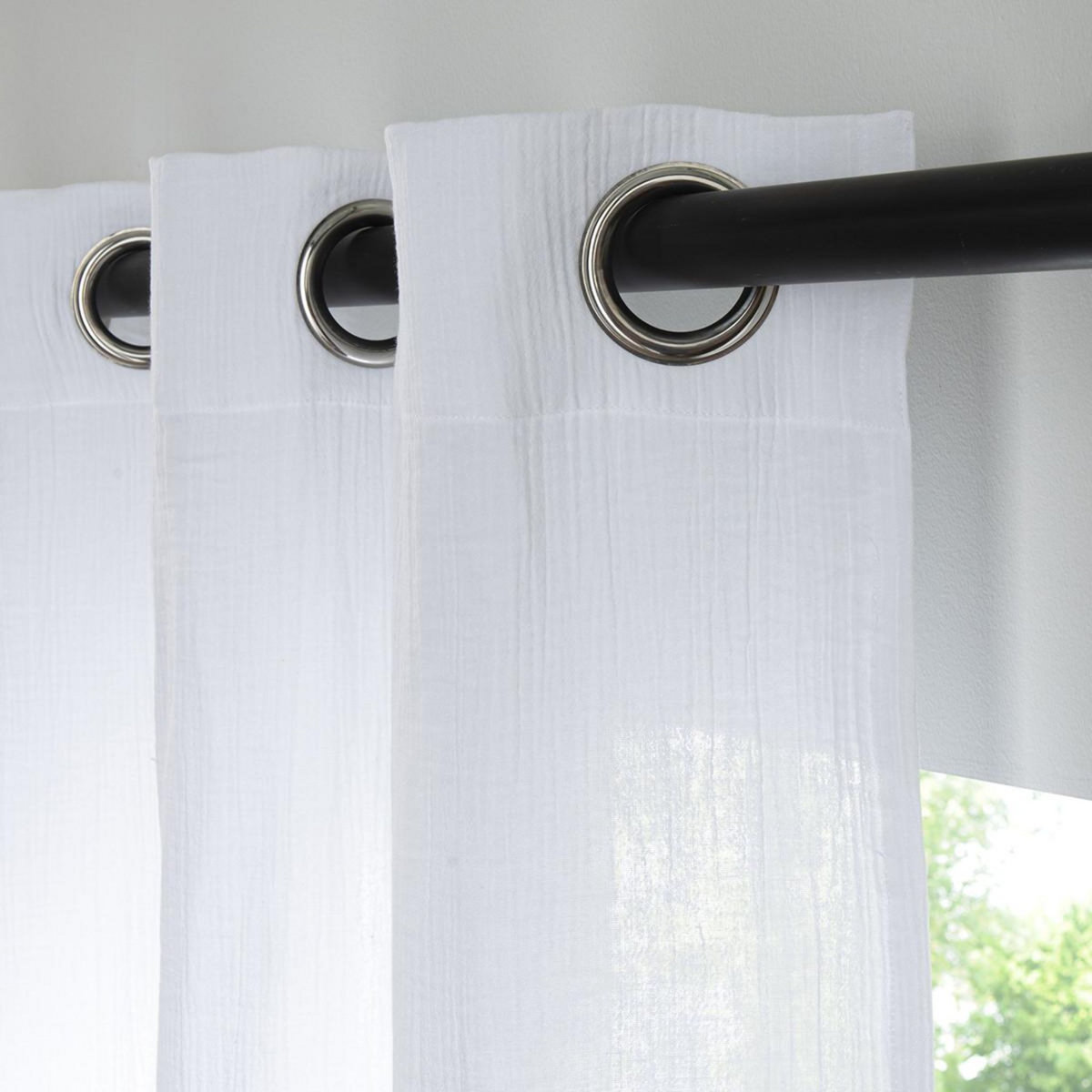 FUTURE HOME Rideau uni en gaze de coton oeillets à l'unité 140x300cm