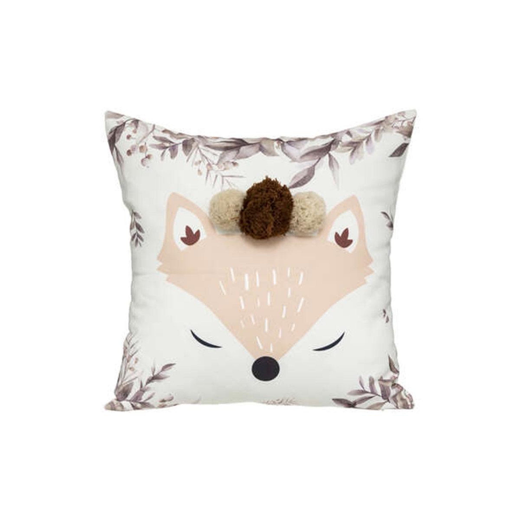 Voir la diapositive 1 : Atmosphera Kids Coussin enfant  renard pompons  39x39cm multicolore
