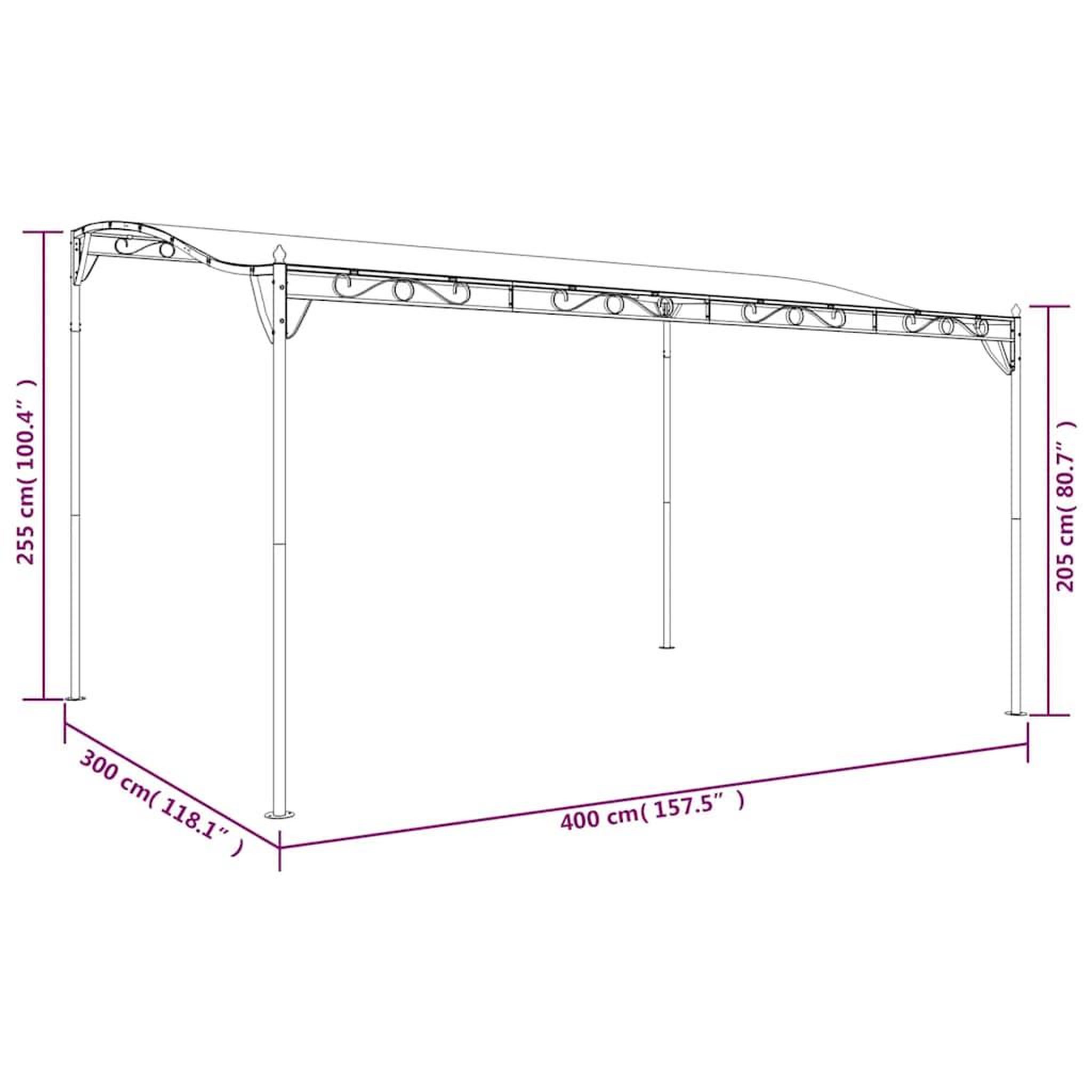 Voir la diapositive 6 : VIDAXL Auvent anthracite 4x3 m 180 g/m^2 tissu et acier