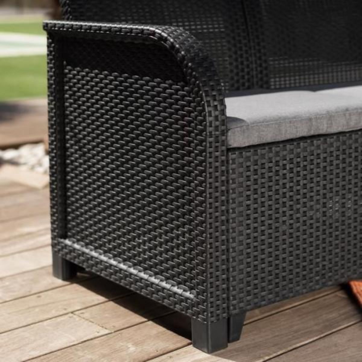 ALLIBERT by KETER Salon de jardin - en résine aspect rotin tressé - Allibert by KETER - 5 personnes - SanRemo - Gris graphite