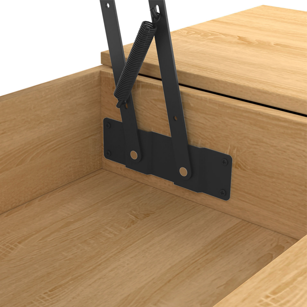 ID MARKET Table basse 2 plateaux relevables rectangulaire EDEN bois et noir