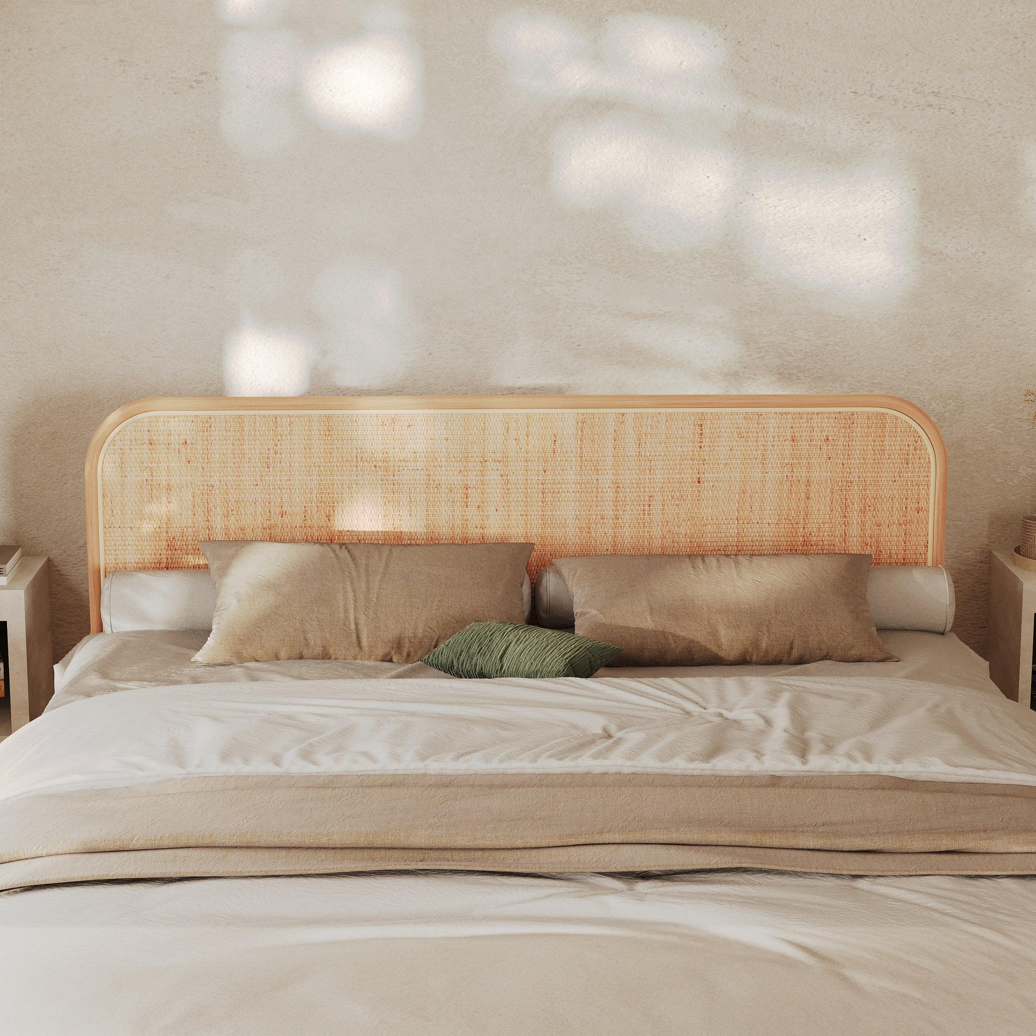 Voir la diapositive 2 : MAISON PAVANE Tête de lit 180 cm en rotin naturel-grace