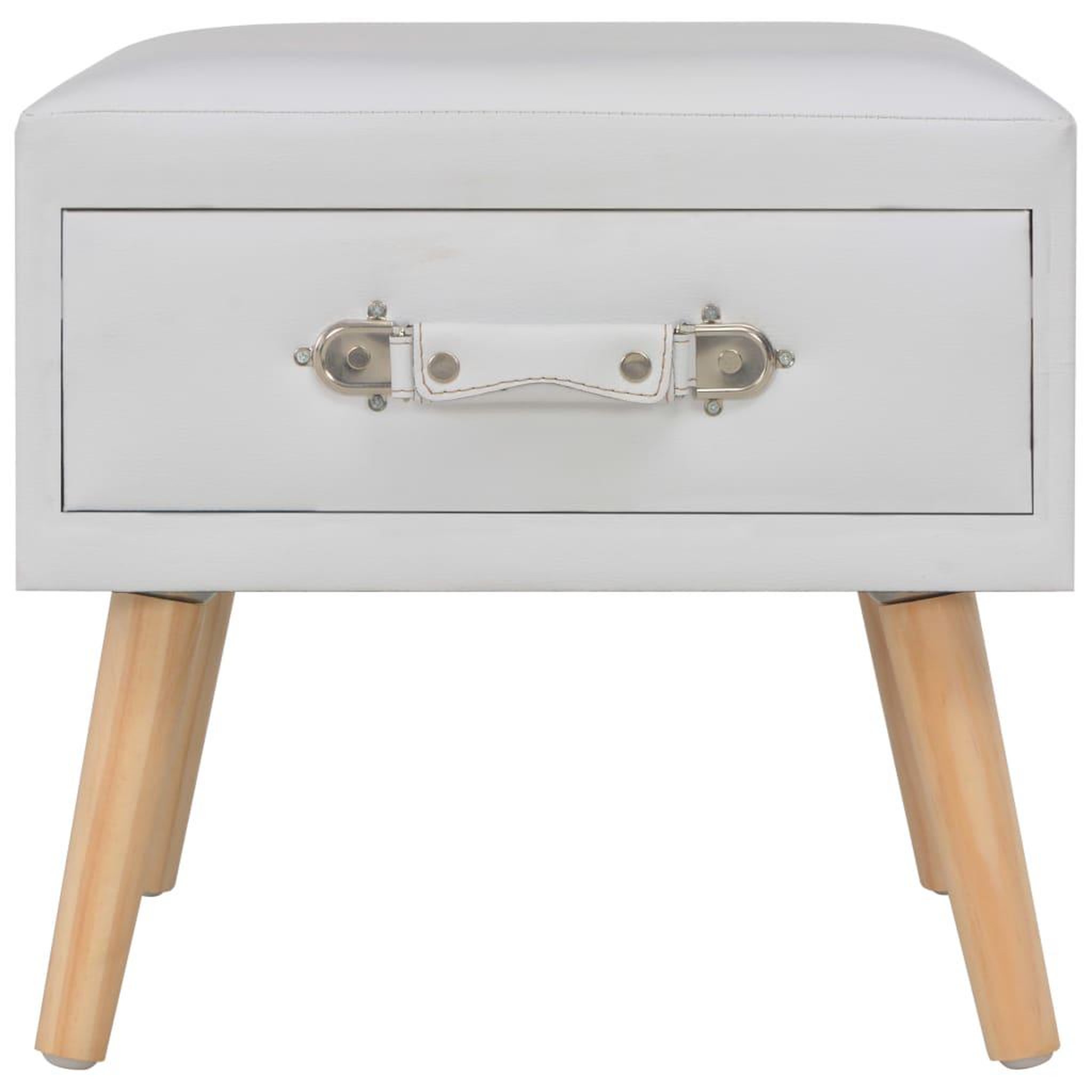 Voir la diapositive 4 : VIDAXL Table de chevet Blanc 40x35x40 cm Similicuir