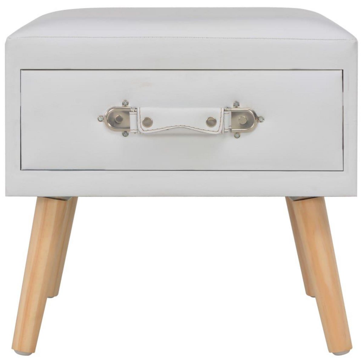 VIDAXL Table de chevet Blanc 40x35x40 cm Similicuir