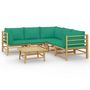 Voir la diapositive 2 : VIDAXL Salon de jardin 6 pcs avec coussins vert bambou