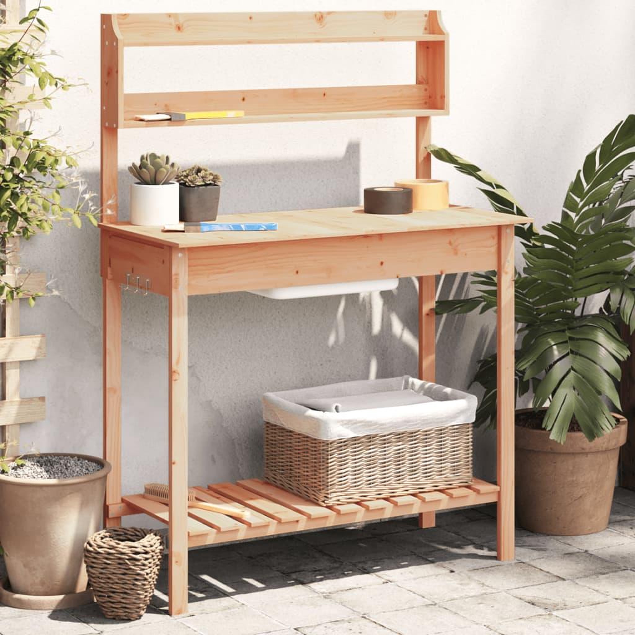 VIDAXL Table de rempotage avec evier marron bois massif de sapin