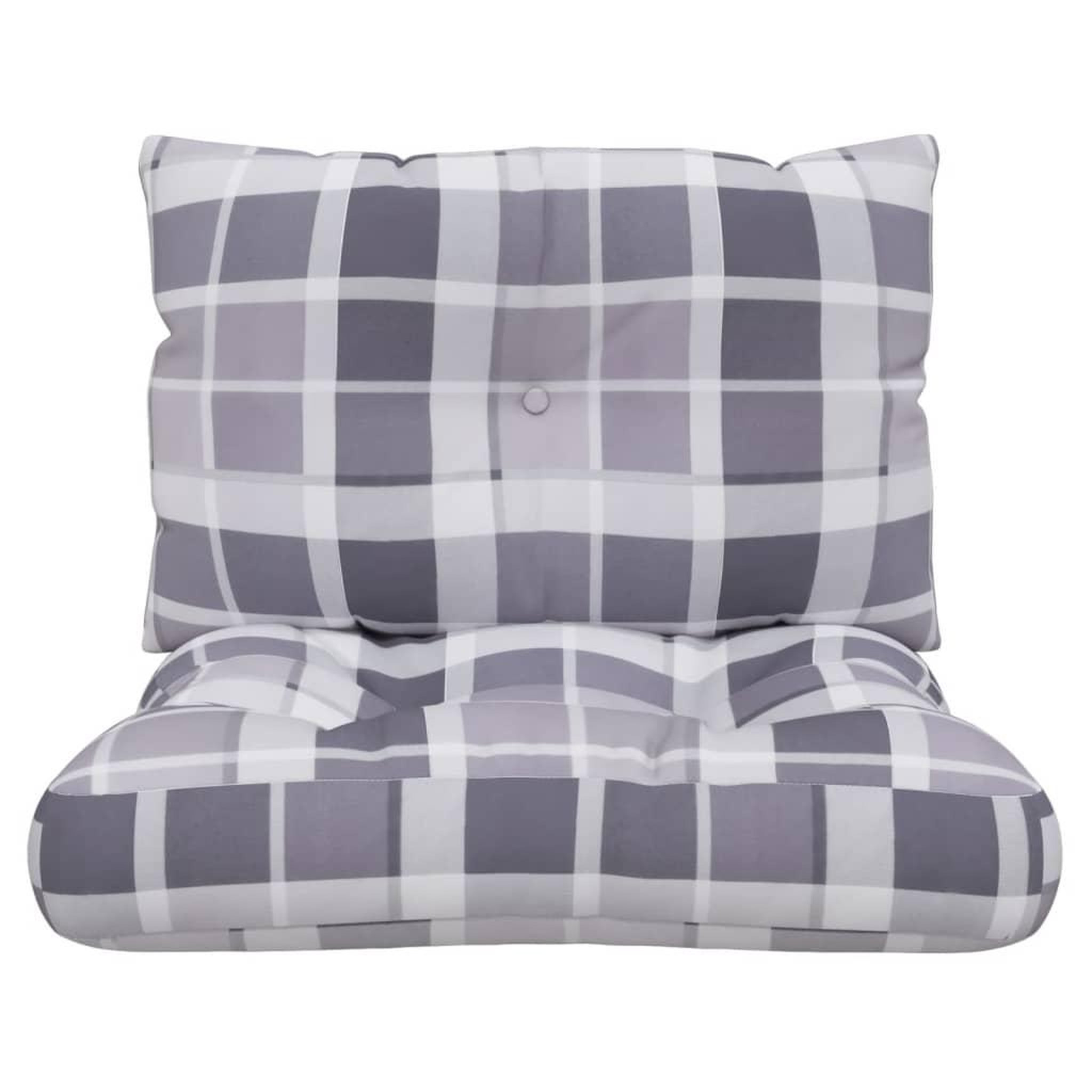 Voir la diapositive 5 : VIDAXL Coussins de palette lot de 2 motif a carreaux gris tissu