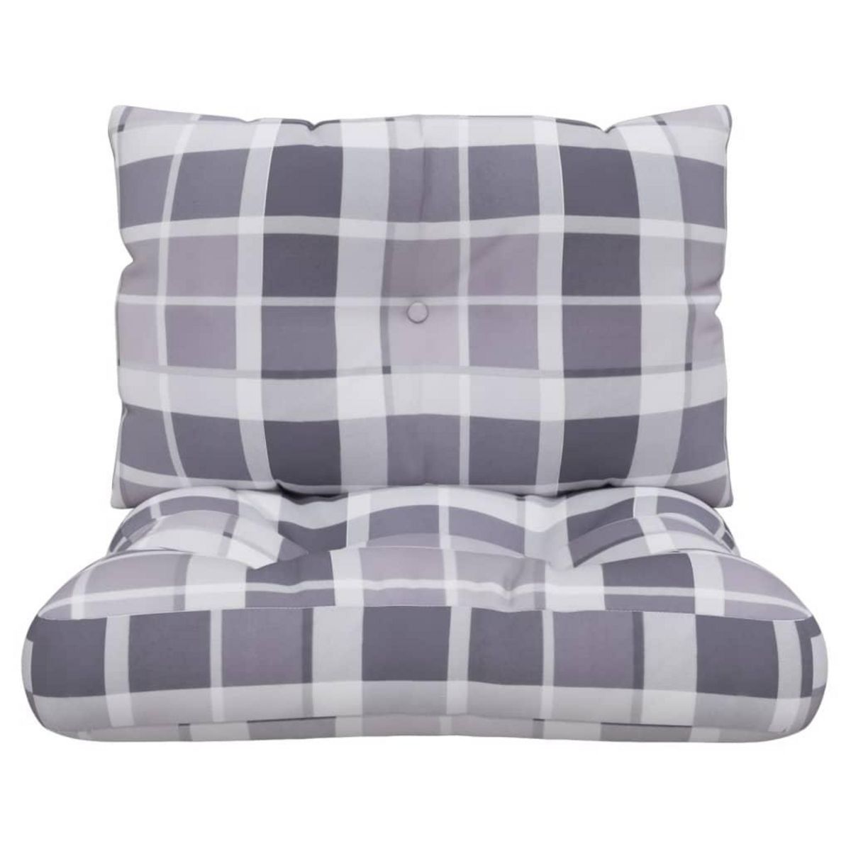 VIDAXL Coussins de palette lot de 2 motif a carreaux gris tissu